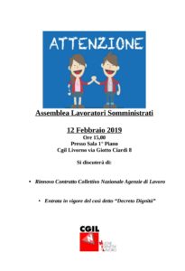 Assemblea lavoratori somministrati, appuntamento a Livorno il 12 febbraio alle ore 15
