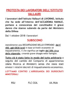 Livorno, lavoratori Vallauri in presidio il 12-13 febbraio: “Inaccettabile il taglio del 30% dello stipendio”