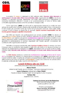 Legalità e lotta alla mafia, lunedì 18 marzo ore 15 a Livorno l’iniziativa di Cgil e Libera