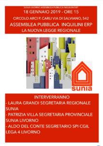 Sunia Livorno, 18 gennaio ore 15 assemblea pubblica inquilini Erp: la nuova legge regionale