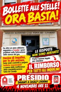 LIVORNO, BOLLETTE FUORI CONTROLLO: INQUILINI CASE POPOLARI FANNO VERTENZA A CASALP. MERCOLEDÌ 4 NOVEMBRE PRESIDIO E CONFERENZA STAMPA item-thumbnail
